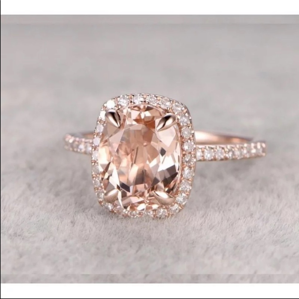 New Rose Gold Oval Cut Champagne Ring - Picture 2 of 5